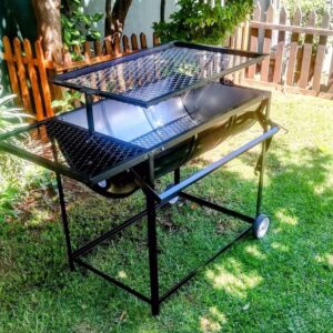 Large Adjustable Drum Braai in a frame